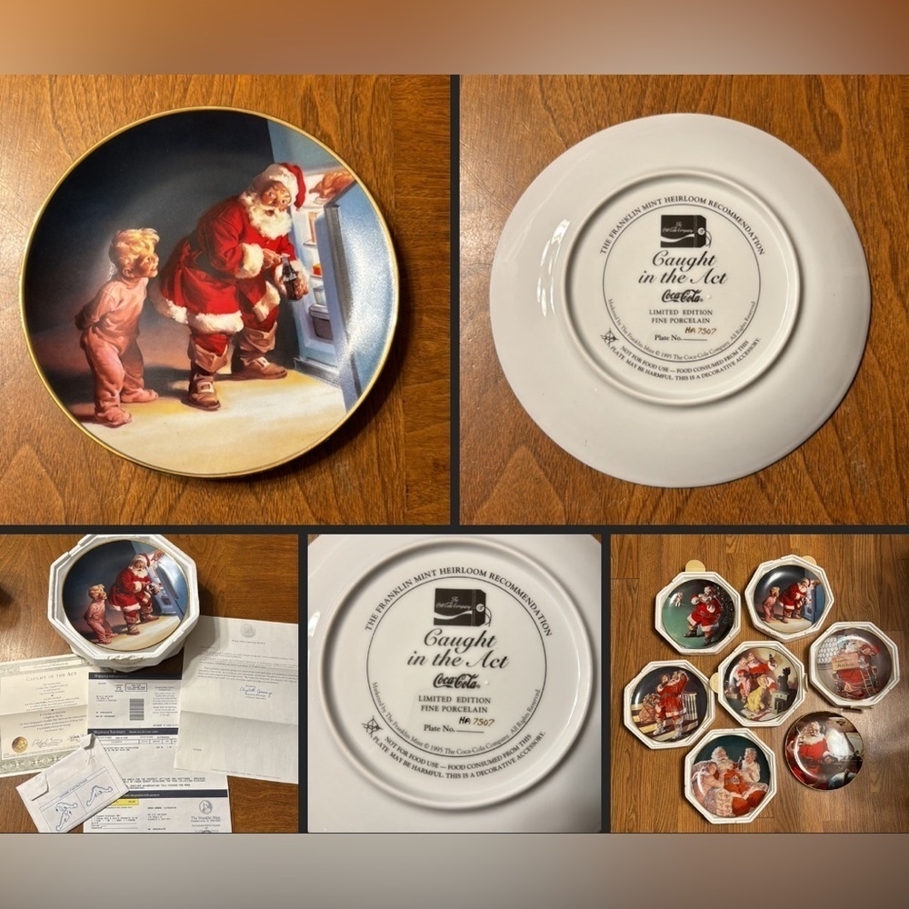 Vintage 1995 Franklin Mint Plate Caught In The Act Coca Cola Collectors Plate